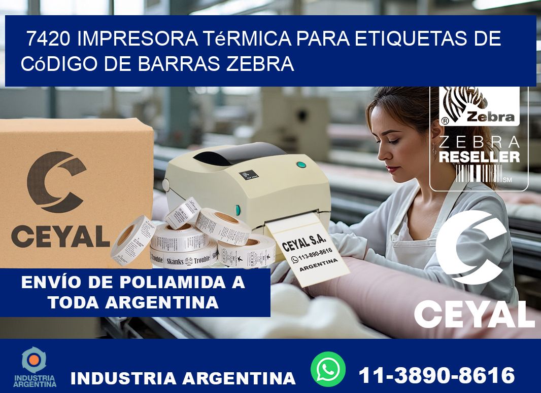 7420 impresora térmica para etiquetas de código de barras Zebra