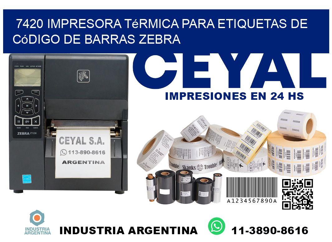 7420 impresora térmica para etiquetas de código de barras Zebra