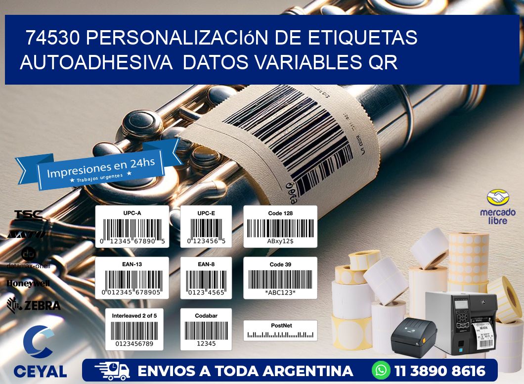 74530 Personalización de etiquetas autoadhesiva  datos variables QR