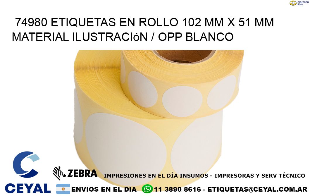 74980 Etiquetas en rollo 102 mm x 51 mm material Ilustración / OPP Blanco