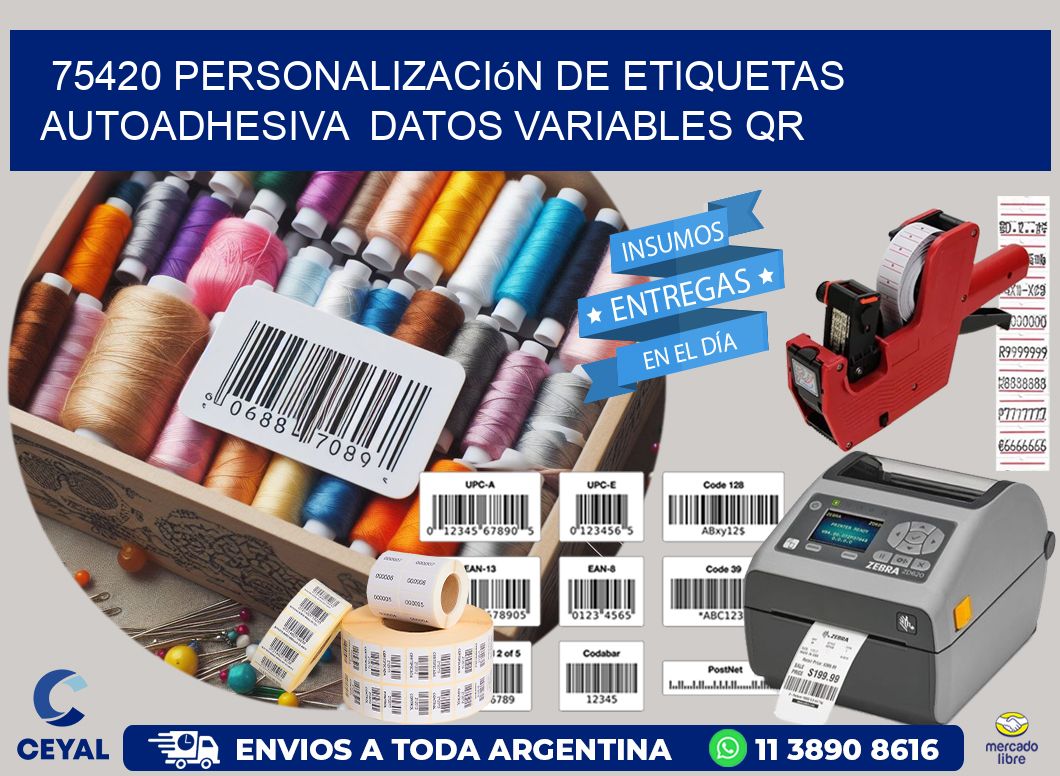 75420 Personalización de etiquetas autoadhesiva datos variables QR