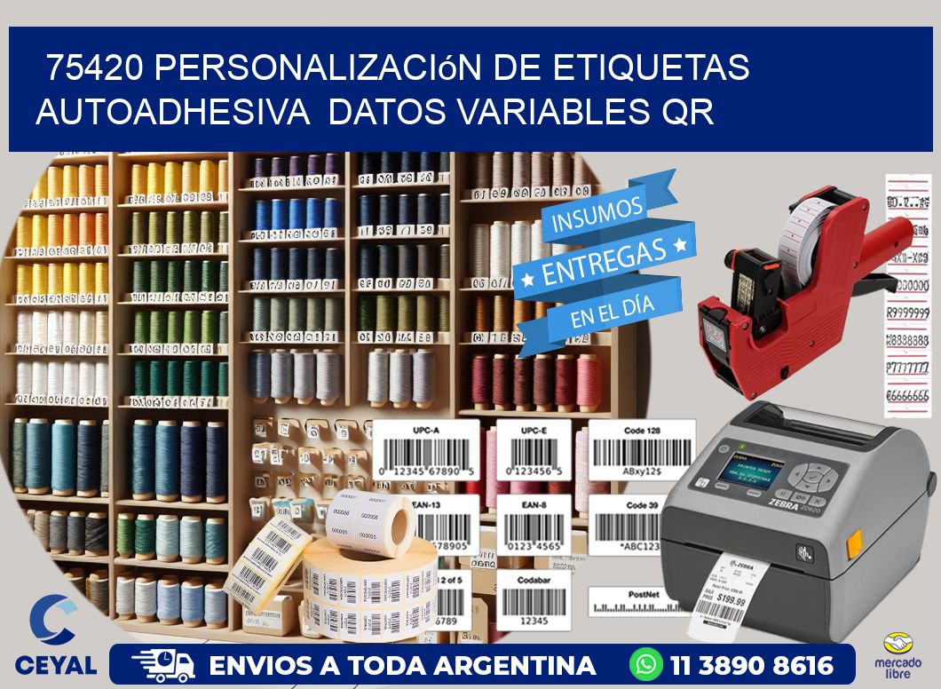75420 Personalización de etiquetas autoadhesiva datos variables QR