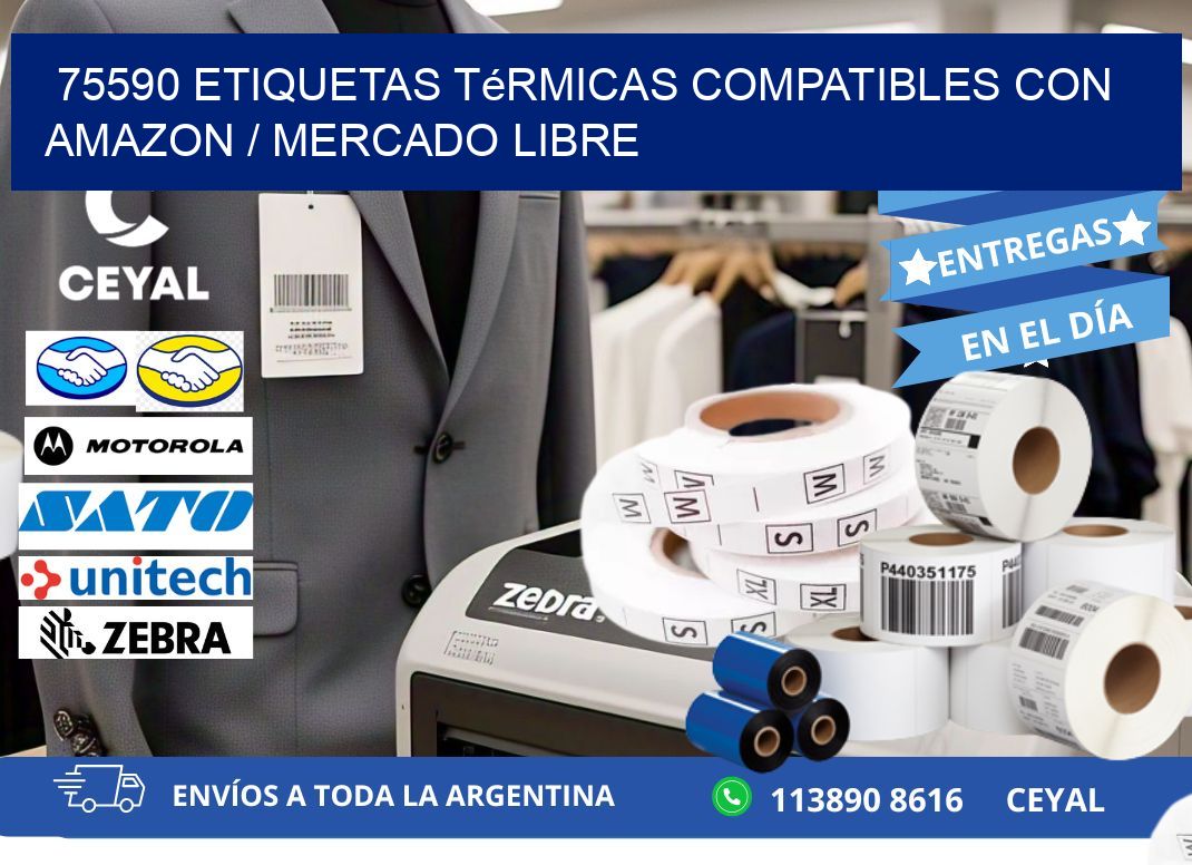 75590 etiquetas térmicas compatibles con Amazon / Mercado Libre