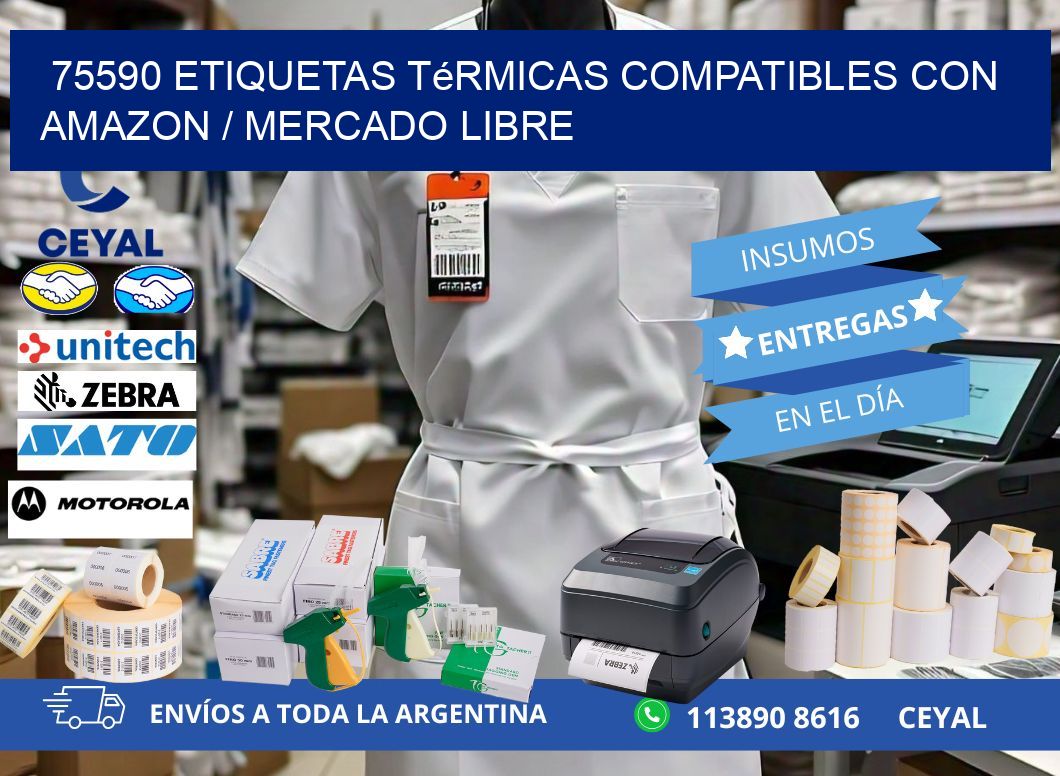 75590 etiquetas térmicas compatibles con Amazon / Mercado Libre