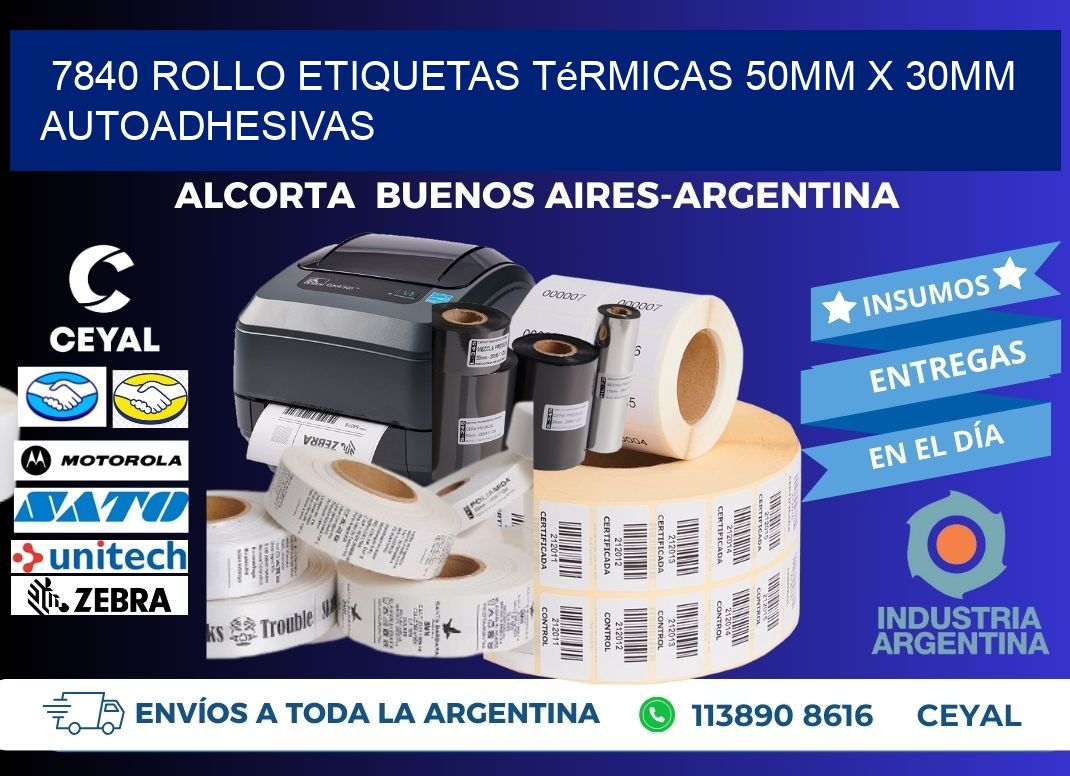 7840 Rollo Etiquetas Térmicas 50mm X 30mm Autoadhesivas