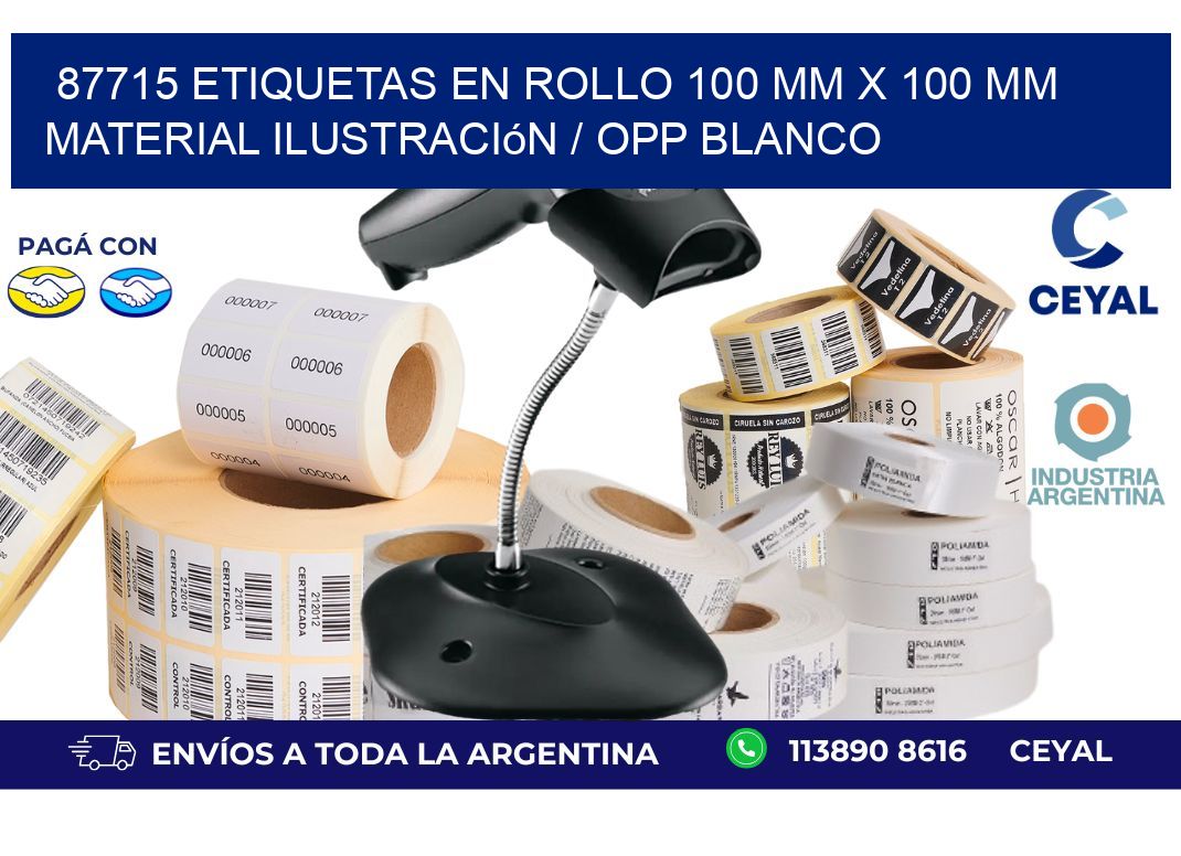 87715 Etiquetas en rollo 100 mm x 100 mm material Ilustración / OPP Blanco