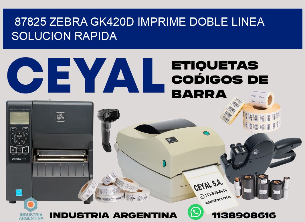 87825 zebra gk420d imprime doble linea solucion rapida
