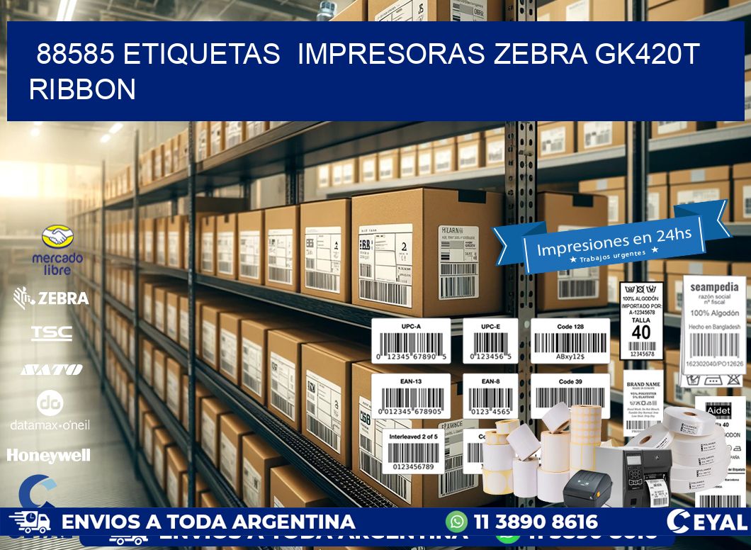 88585 Etiquetas  impresoras zebra gk420t ribbon