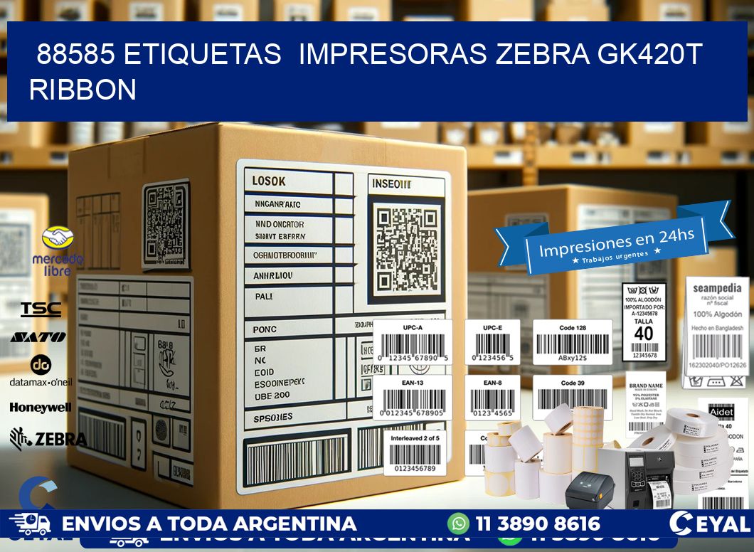 88585 Etiquetas  impresoras zebra gk420t ribbon
