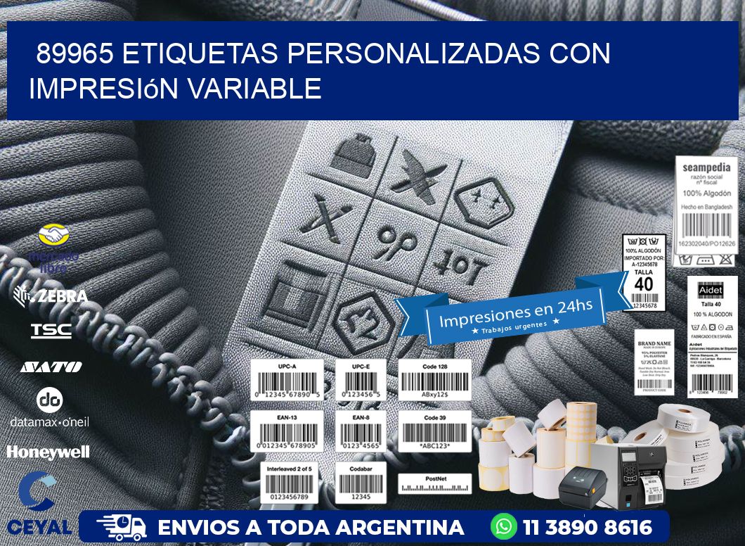 89965 etiquetas personalizadas con impresión variable