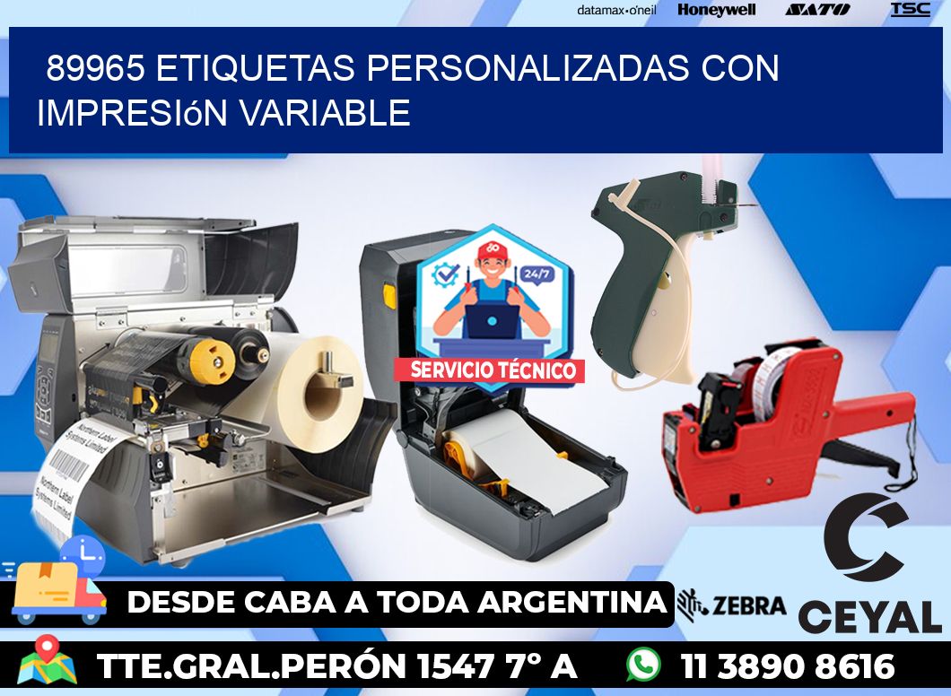 89965 etiquetas personalizadas con impresión variable
