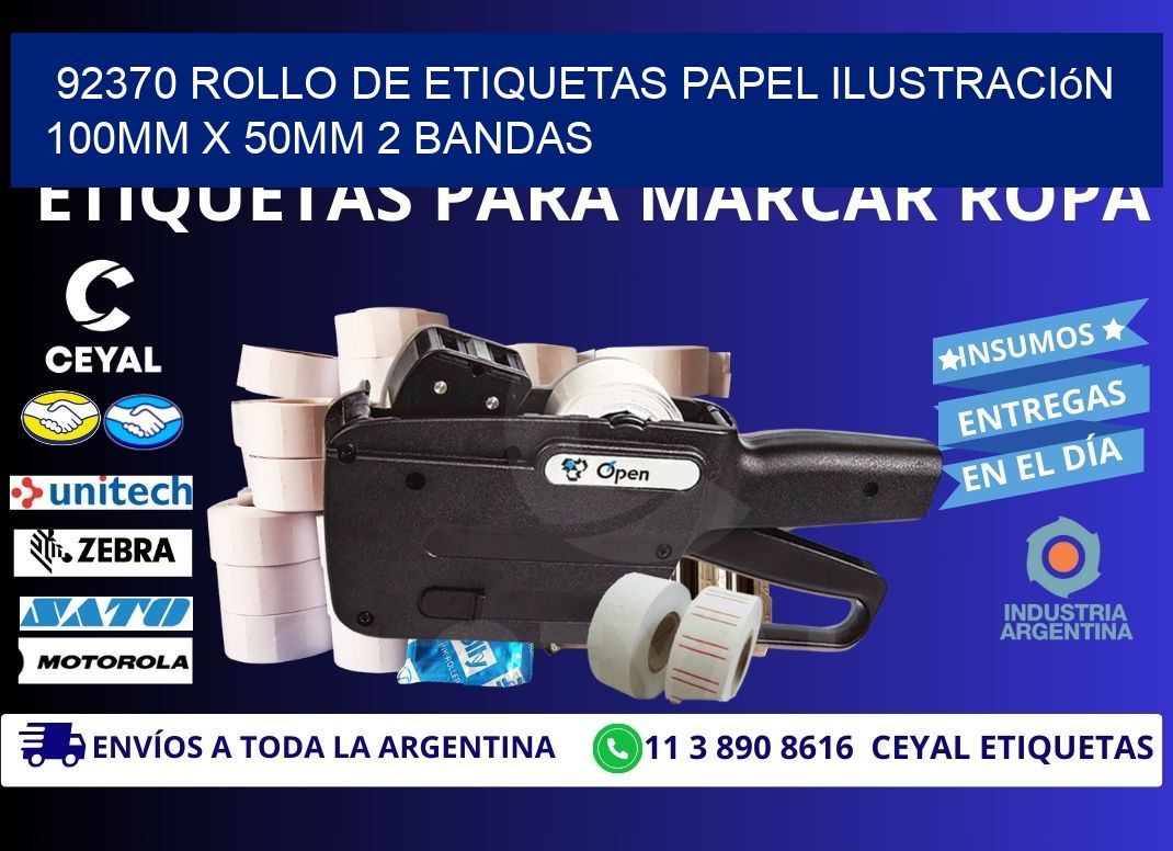 92370 Rollo de Etiquetas Papel Ilustración 100mm x 50mm 2 Bandas
