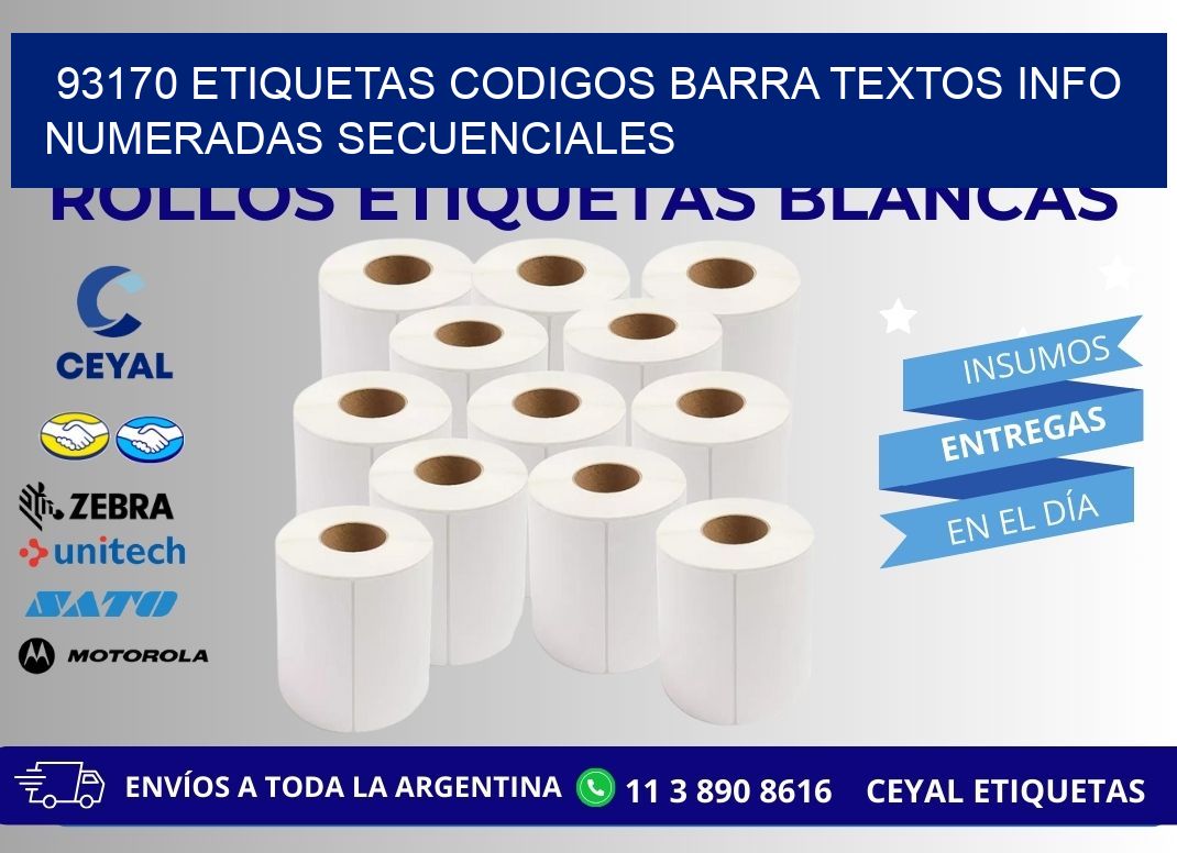 93170 Etiquetas Codigos Barra Textos Info Numeradas Secuenciales