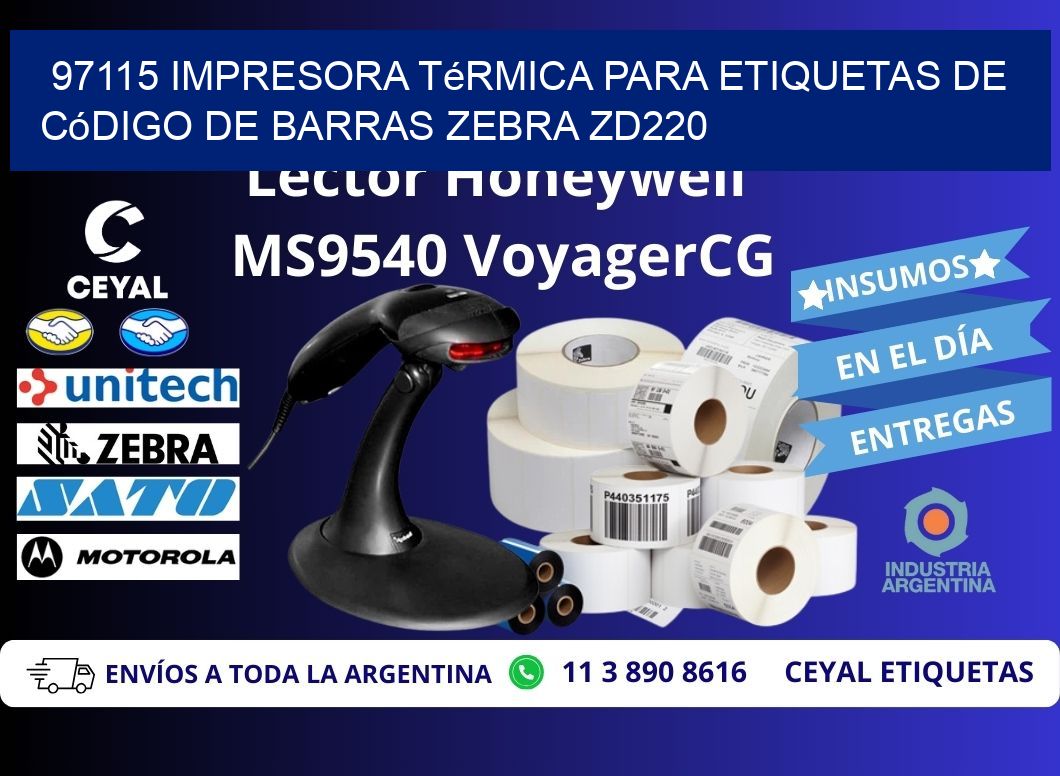 97115 impresora térmica para etiquetas de código de barras Zebra ZD220