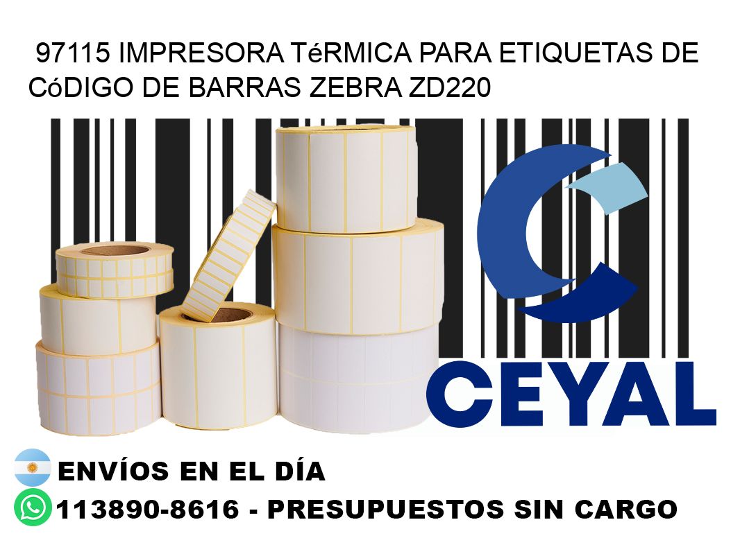 97115 impresora térmica para etiquetas de código de barras Zebra ZD220