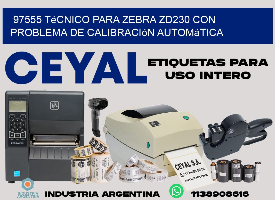 97555 técnico para zebra zd230 con problema de calibración automática