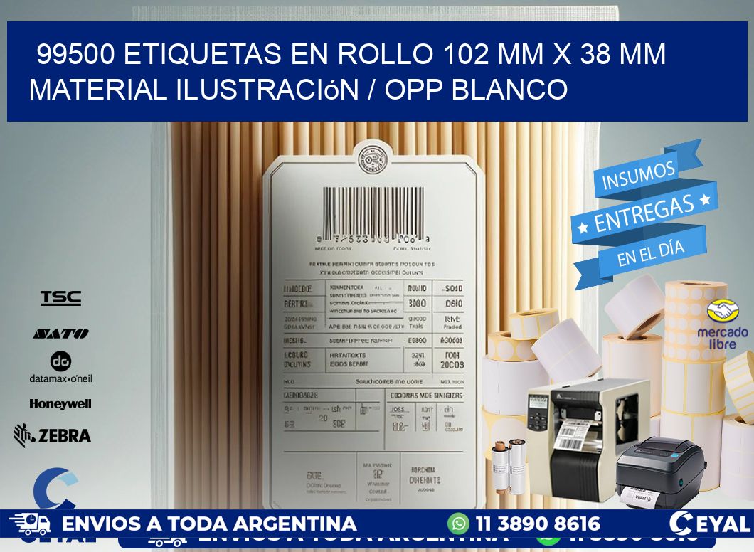 99500 Etiquetas en rollo 102 mm x 38 mm material Ilustración / OPP Blanco