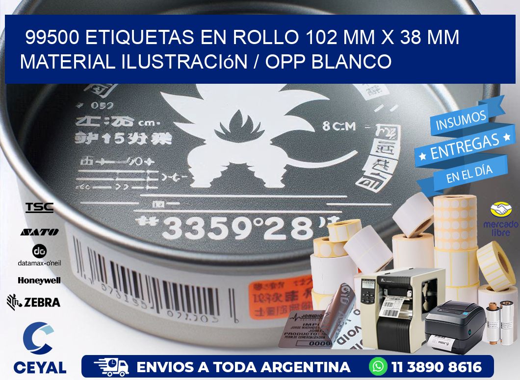 99500 Etiquetas en rollo 102 mm x 38 mm material Ilustración / OPP Blanco