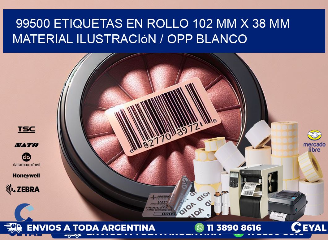 99500 Etiquetas en rollo 102 mm x 38 mm material Ilustración / OPP Blanco