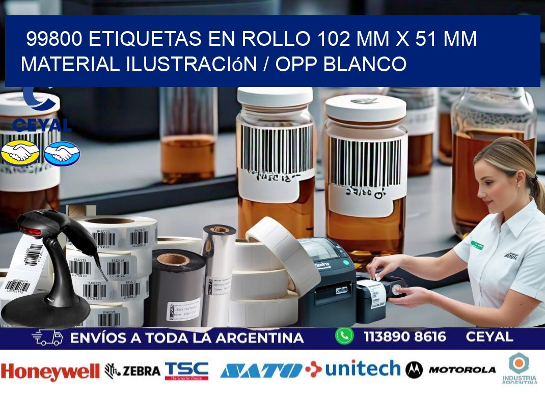 99800 Etiquetas en rollo 102 mm x 51 mm material Ilustración / OPP Blanco