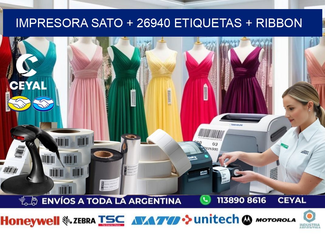 impresora SATO + 26940 etiquetas + ribbon