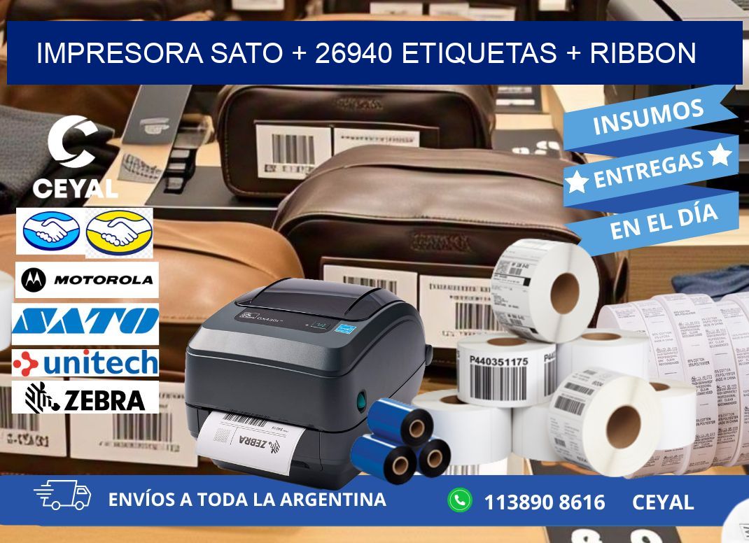 impresora SATO + 26940 etiquetas + ribbon