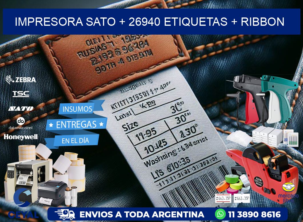 impresora SATO + 26940 etiquetas + ribbon