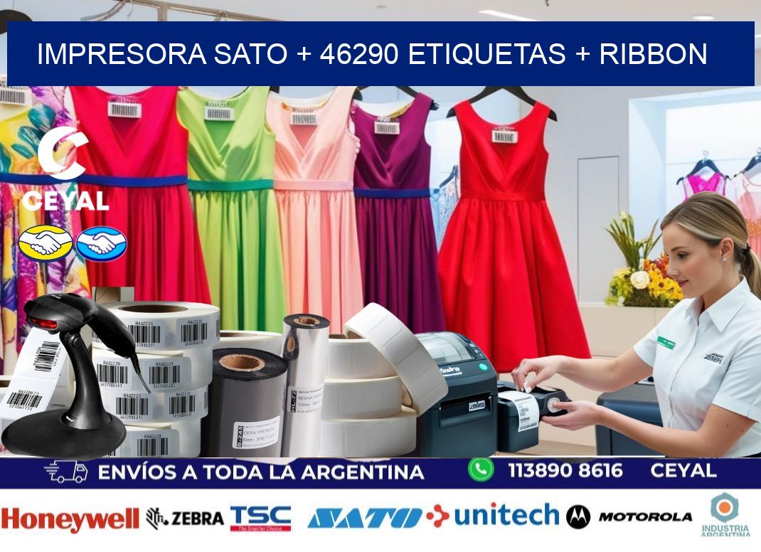 impresora SATO + 46290 etiquetas + ribbon