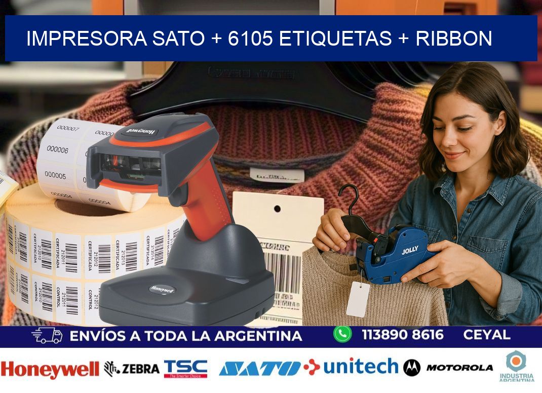 impresora SATO + 6105 etiquetas + ribbon