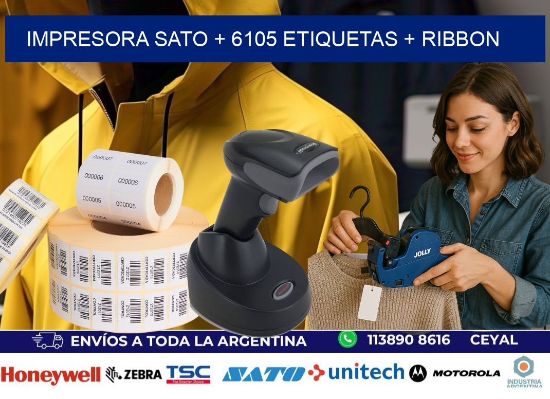impresora SATO + 6105 etiquetas + ribbon