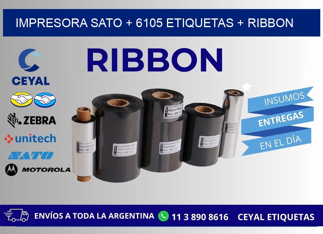 impresora SATO + 6105 etiquetas + ribbon