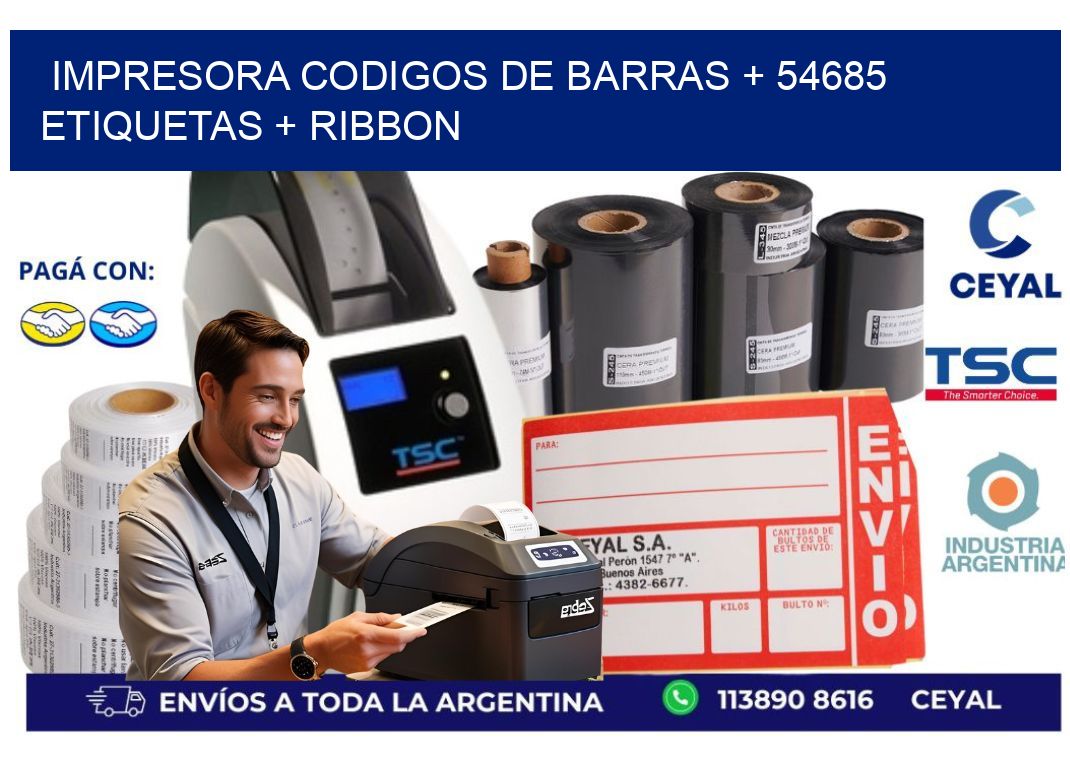 impresora codigos de barras + 54685 etiquetas + ribbon