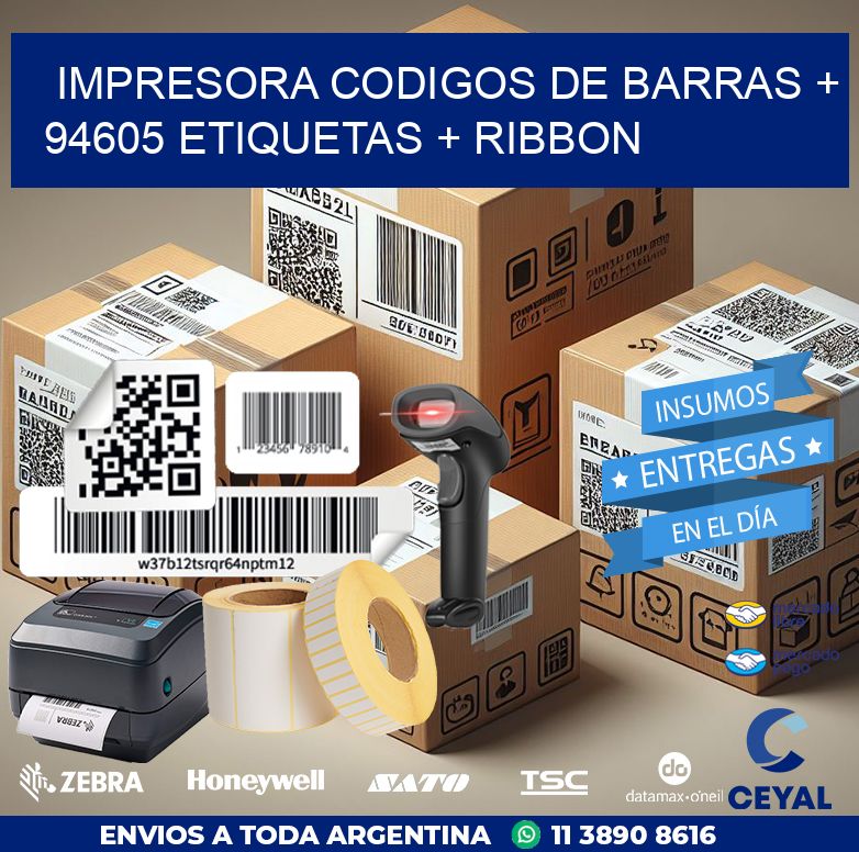 impresora codigos de barras + 94605 etiquetas + ribbon