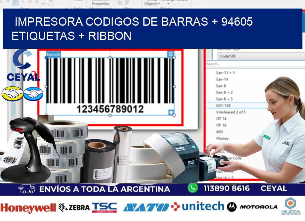 impresora codigos de barras + 94605 etiquetas + ribbon