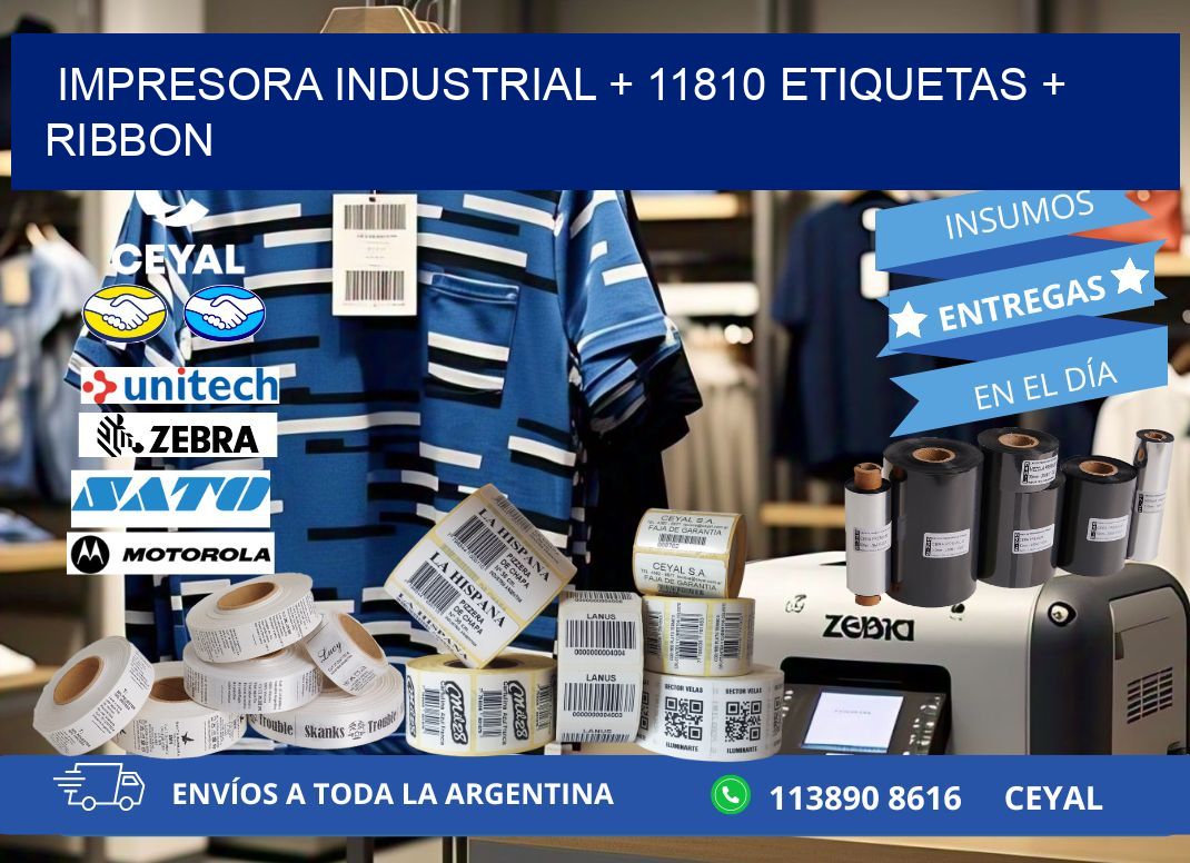 impresora industrial + 11810 etiquetas + ribbon