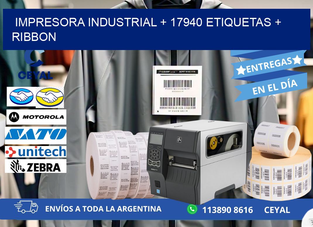 impresora industrial + 17940 etiquetas + ribbon