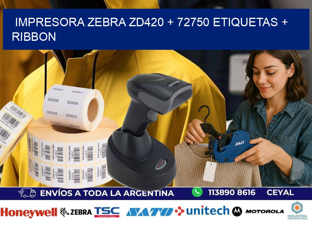 impresora zebra zd420 + 72750 etiquetas + ribbon