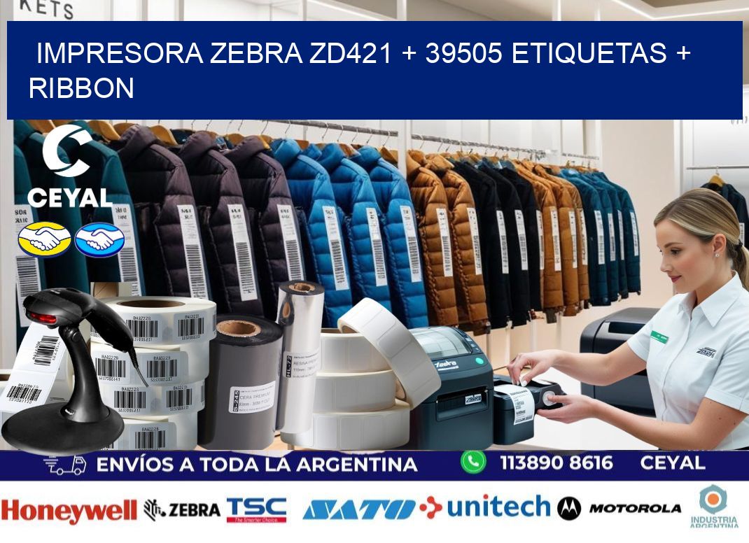 impresora zebra zd421 + 39505 etiquetas + ribbon