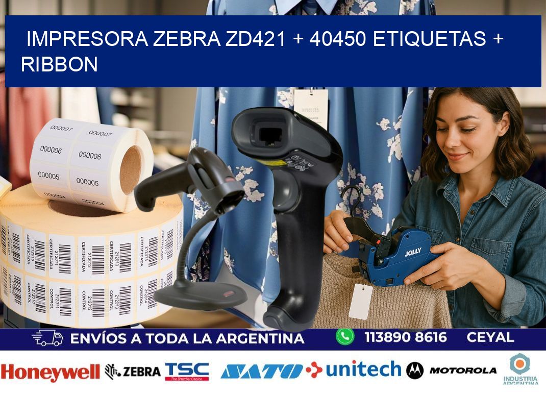 impresora zebra zd421 + 40450 etiquetas + ribbon