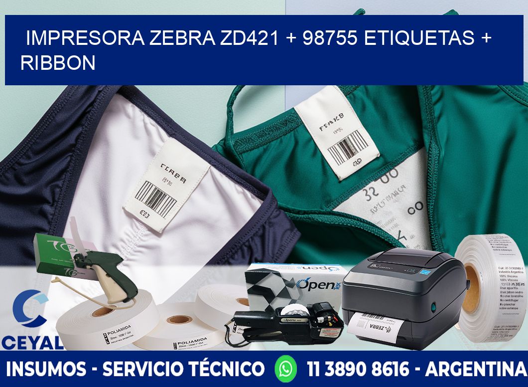impresora zebra zd421 + 98755 etiquetas + ribbon