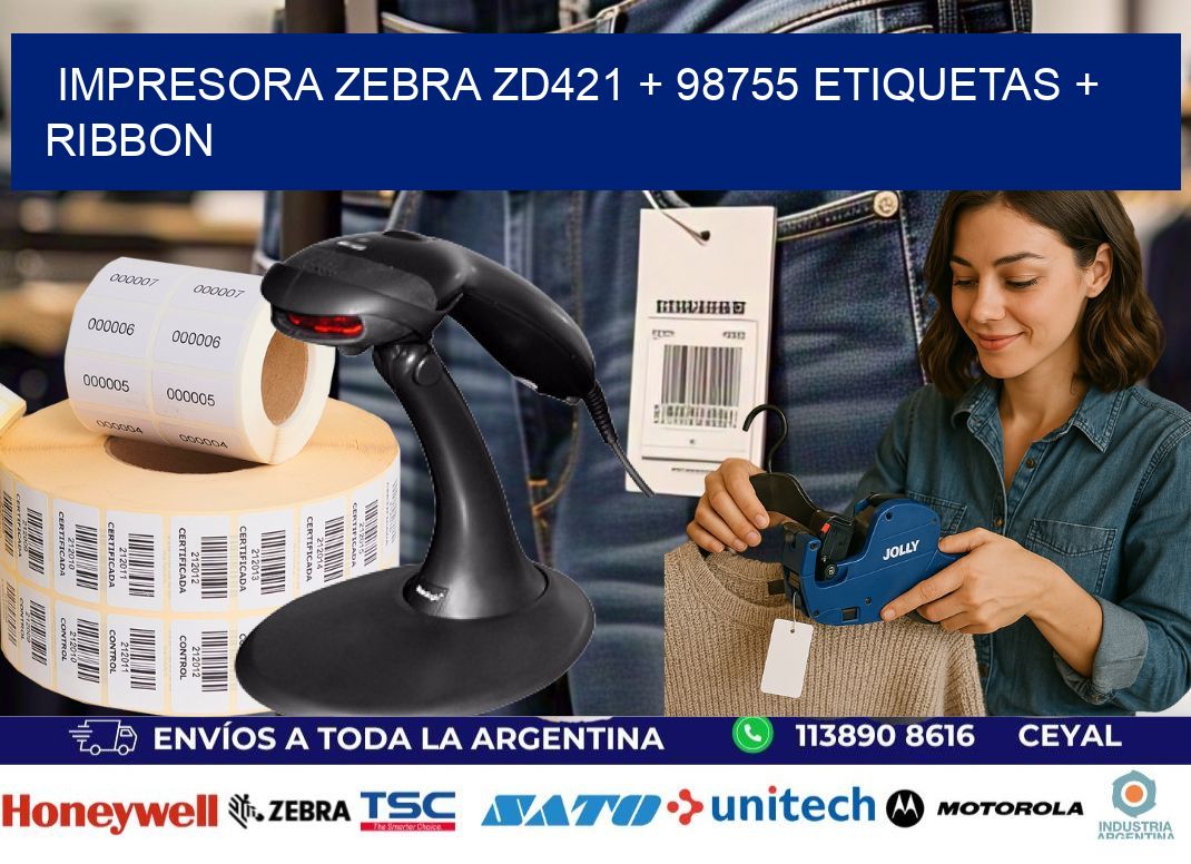 impresora zebra zd421 + 98755 etiquetas + ribbon