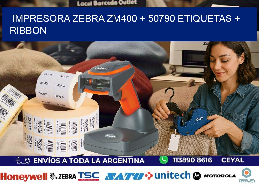 impresora zebra zm400 + 50790 etiquetas + ribbon