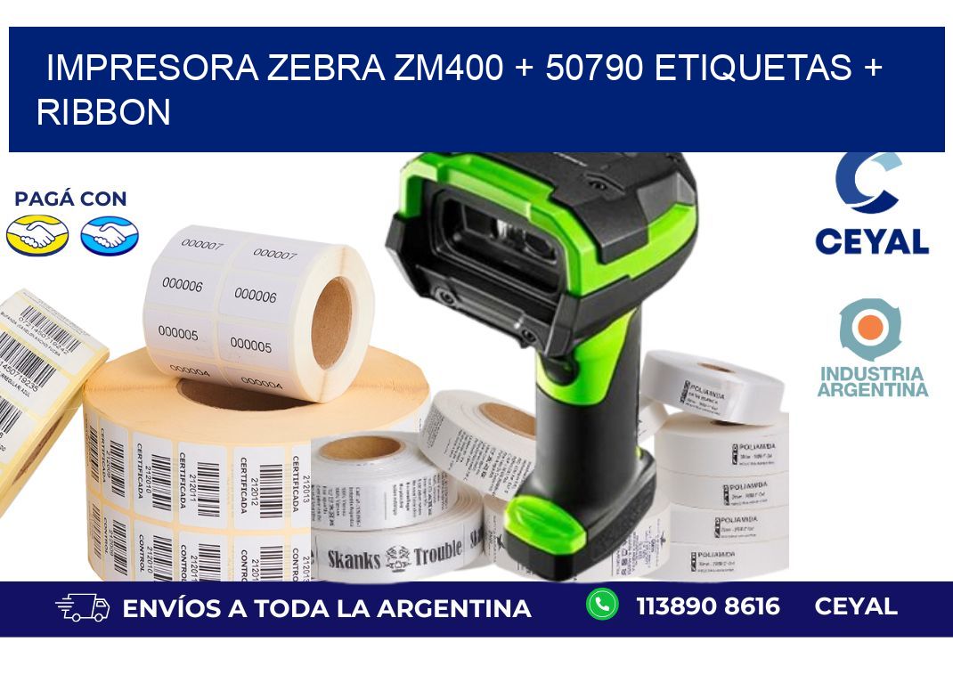 impresora zebra zm400 + 50790 etiquetas + ribbon
