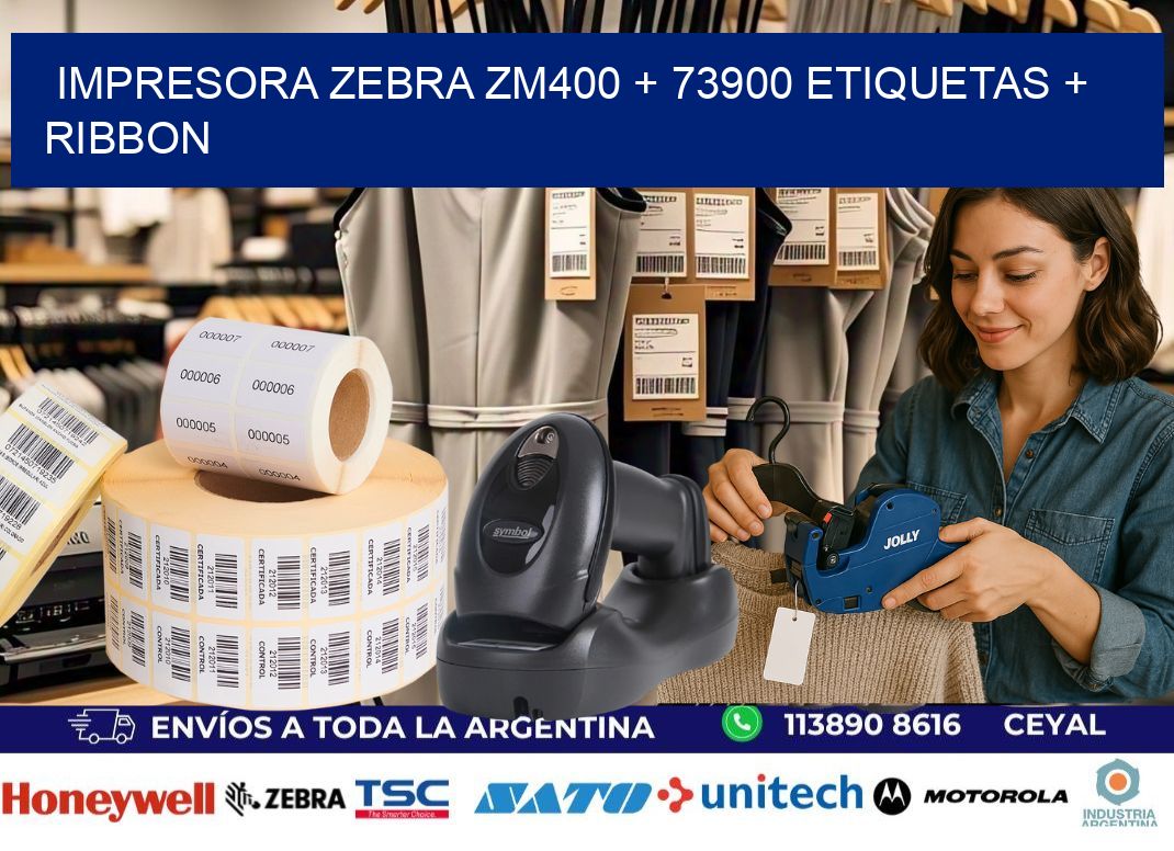 impresora zebra zm400 + 73900 etiquetas + ribbon