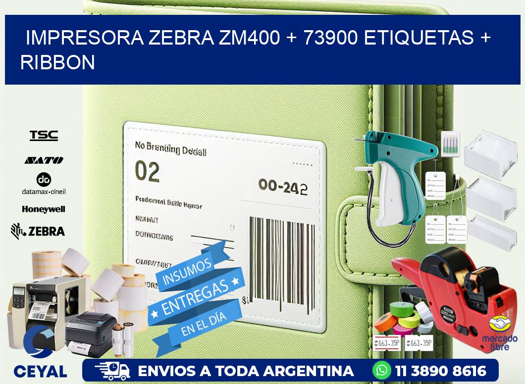 impresora zebra zm400 + 73900 etiquetas + ribbon