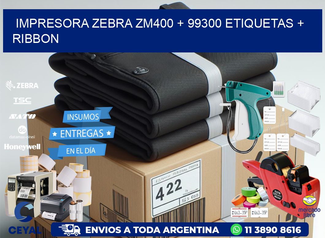 impresora zebra zm400 + 99300 etiquetas + ribbon