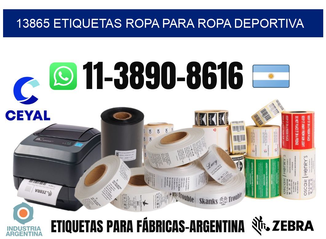13865 Etiquetas ropa para ropa deportiva