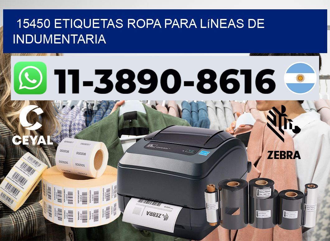 15450 Etiquetas ropa para líneas de indumentaria