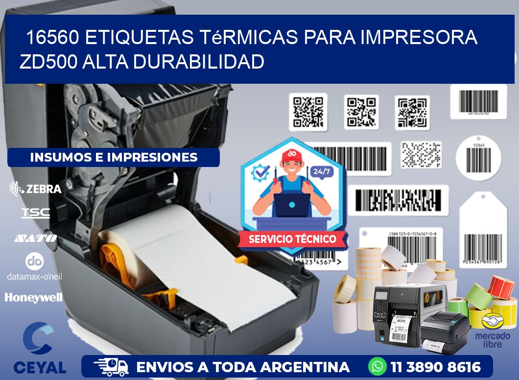 16560 etiquetas térmicas para impresora zd500 alta durabilidad