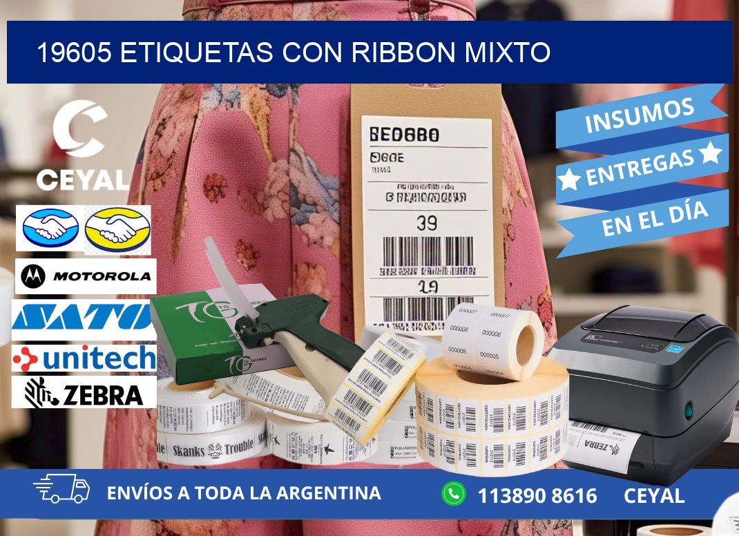19605 etiquetas con ribbon mixto
